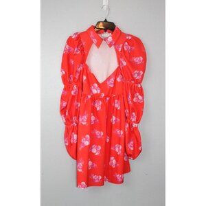 Asos Dress Women's 4 Red Pink Floral Long Sleeve Valentines Date Night Spring